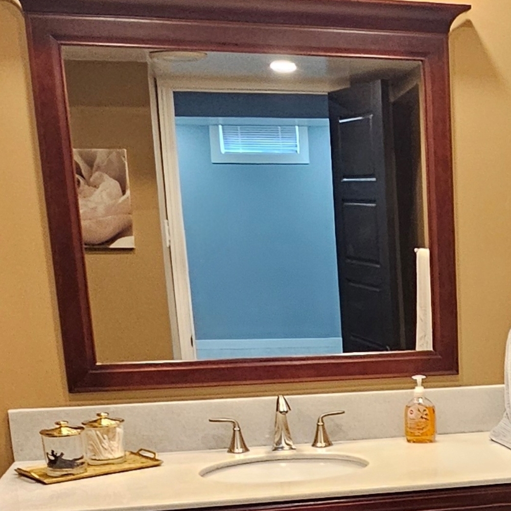 Elegant Mahagony Framed Bathroom Mirror